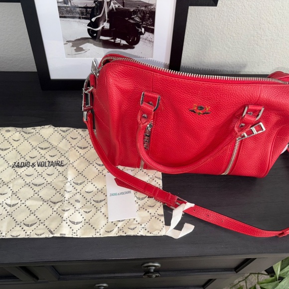 Red Zadig & Voltaire Bowler Bag with Crossbody Strap - Picture 5 of 6